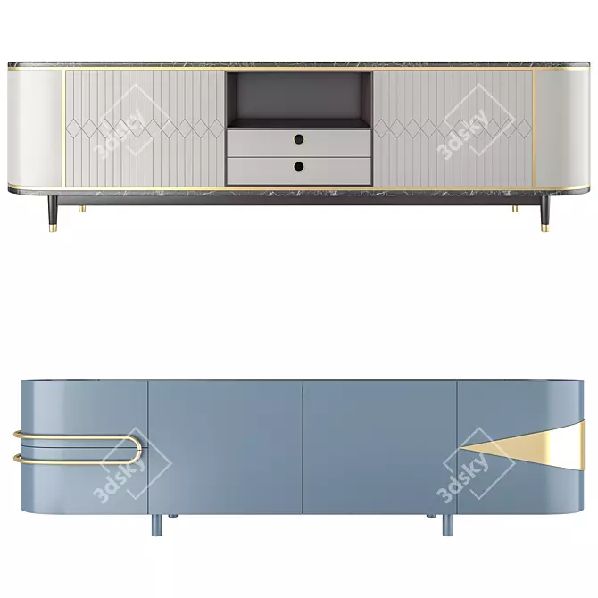 Modern White and Blue Sideboards 3D model image 4