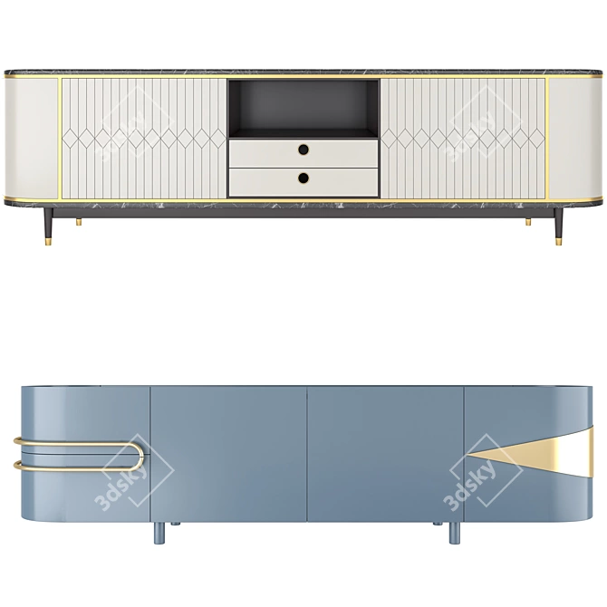 Modern White and Blue Sideboards 3D model image 7