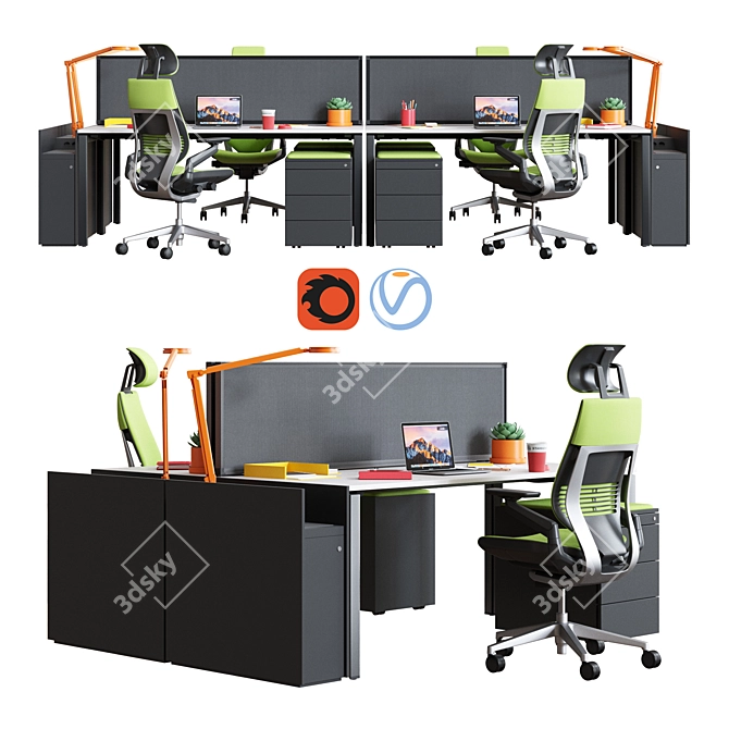 Steelcase FrameOne Office Table 3D model image 1