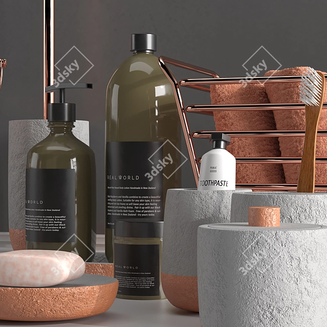 Modern Concrete Bathroom Set 3D model image 3