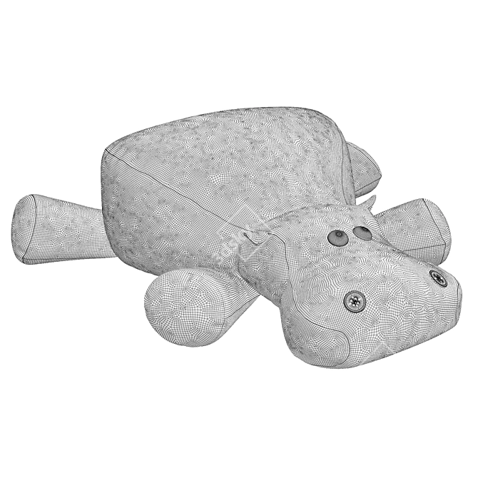 Soft Hippo Toy - Four Color Options 3D model image 3