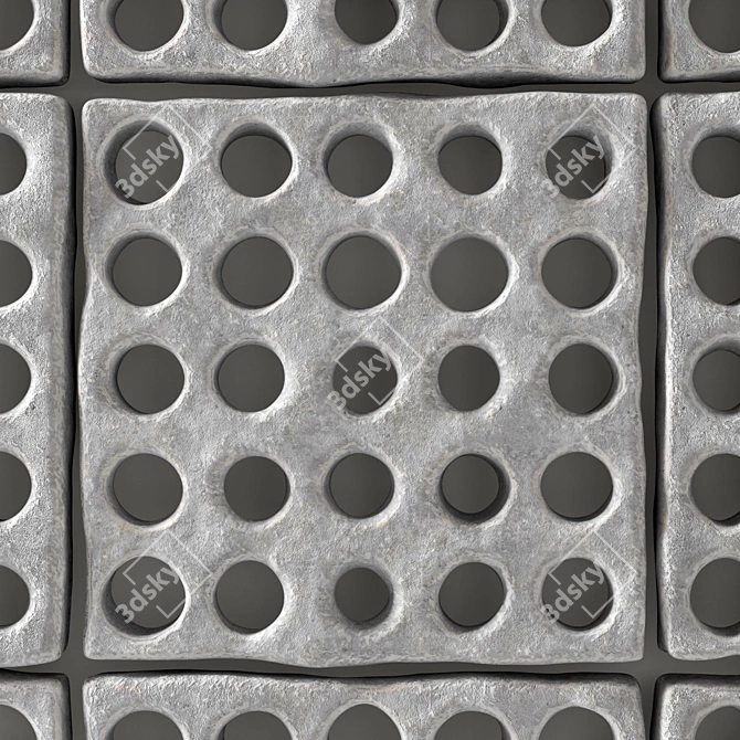 Stone Textured Panel with Multiple Holes 3D model image 3