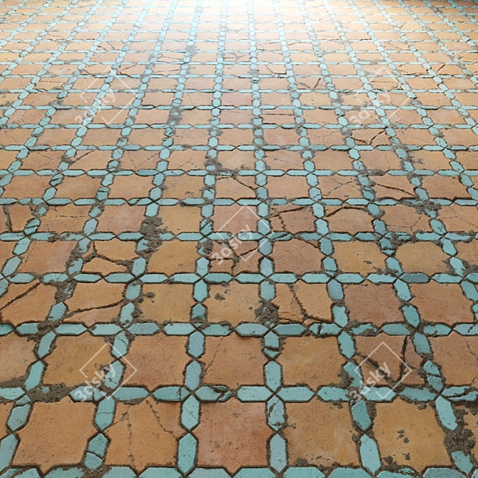 4k Terracotta Floor Tiles 3D model image 4