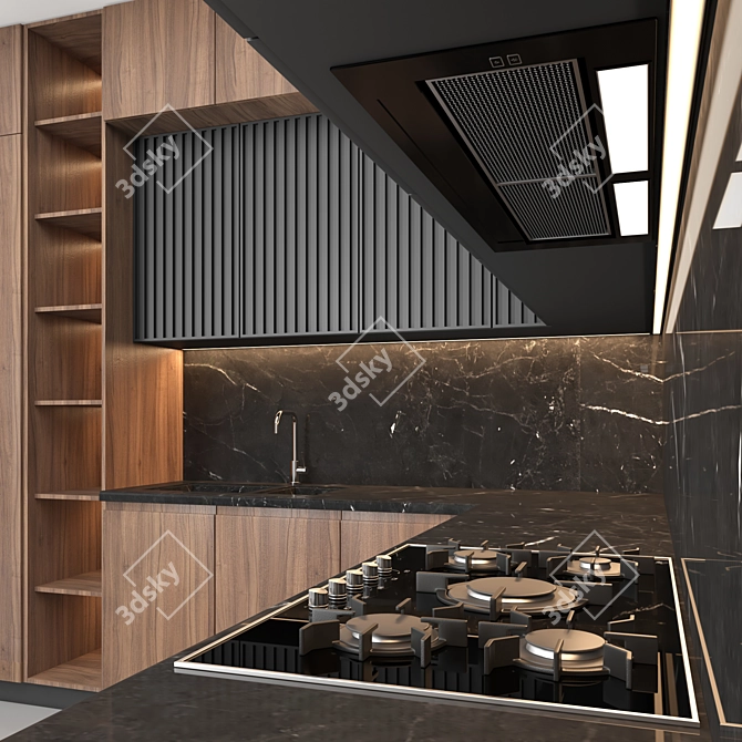 Modern Modifiable Kitchen 3D model image 4