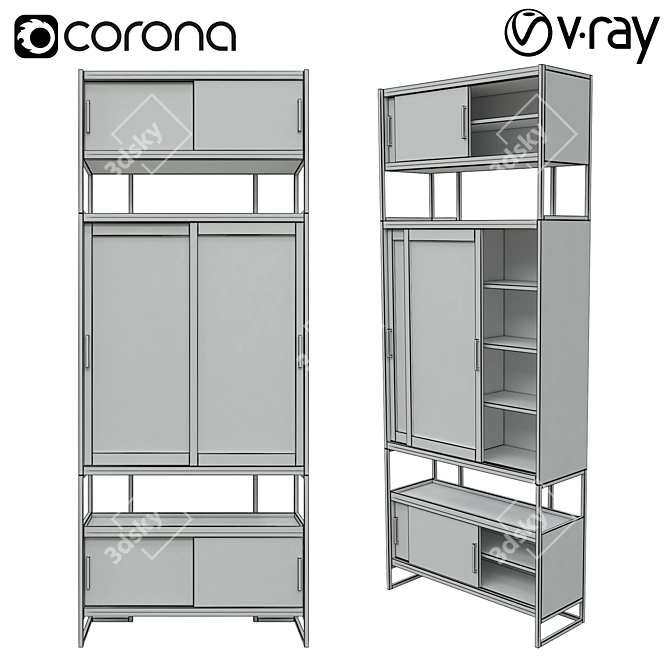 Elegant Mid-Century Metaframe Library 3D model image 2