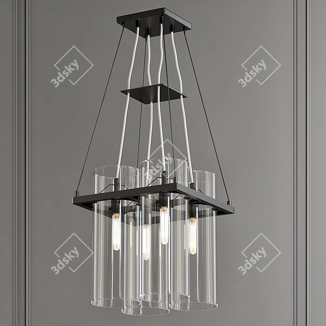 Glass Cylinder Chandelier 3D model image 1