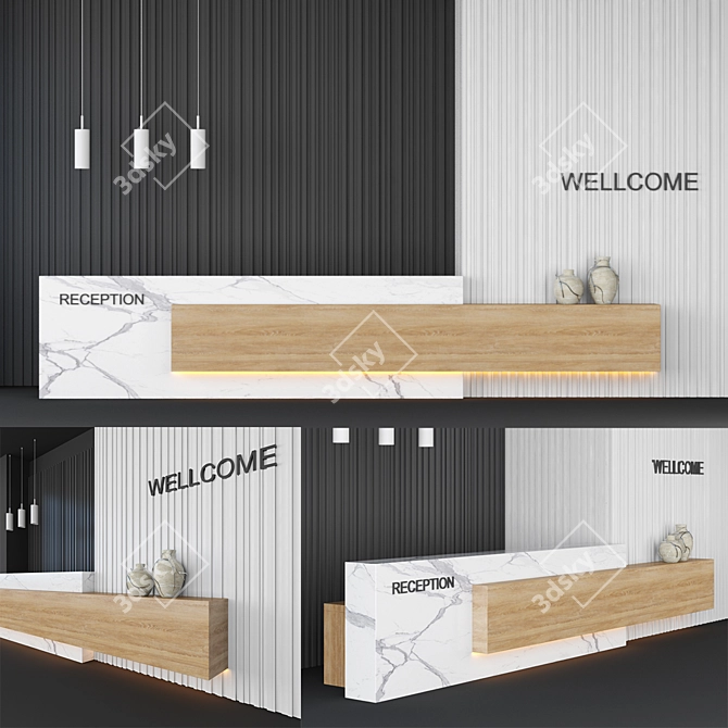 Modern Reception Desk - High Quality, Ready-to-Use 3D model image 1