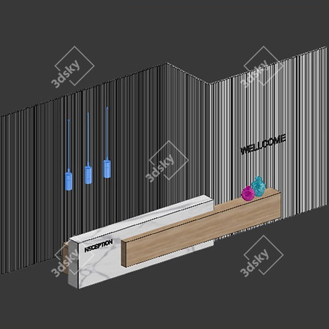 Modern Reception Desk - High Quality, Ready-to-Use 3D model image 3