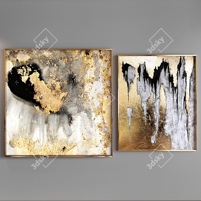 Golden Abstract Art Collection 3D model image 4