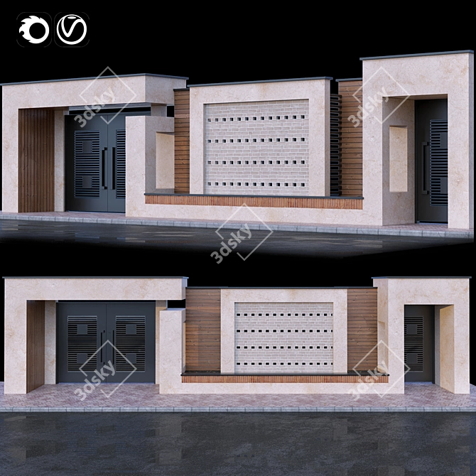 Modern Gate for V-Ray & Corona 3D model image 1