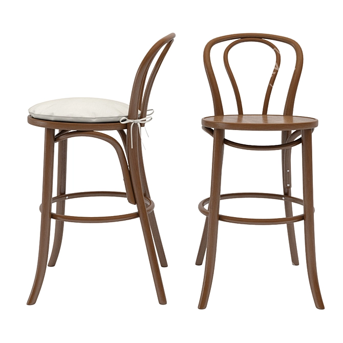 Stylish Vienna Walnut Counter Stool 3D model image 1