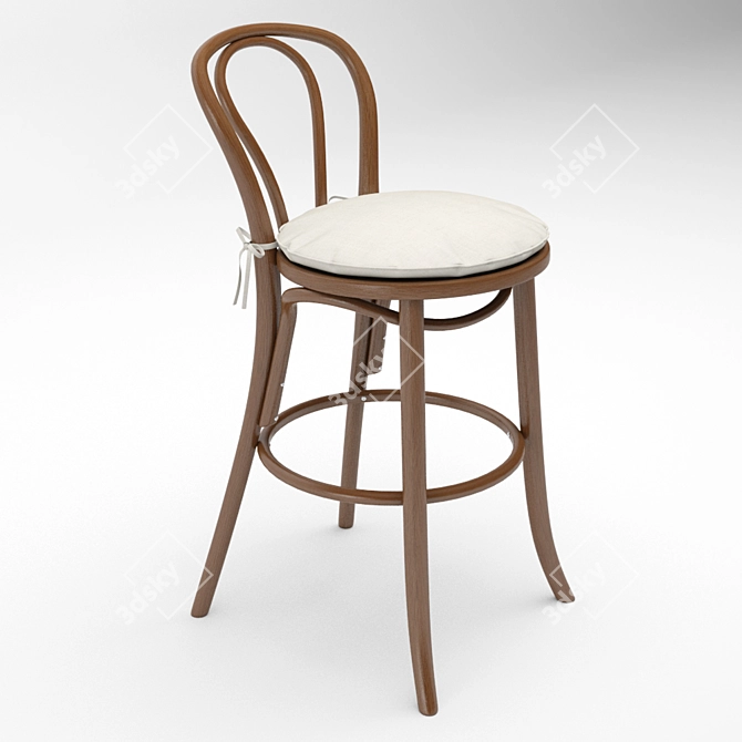 Stylish Vienna Walnut Counter Stool 3D model image 3