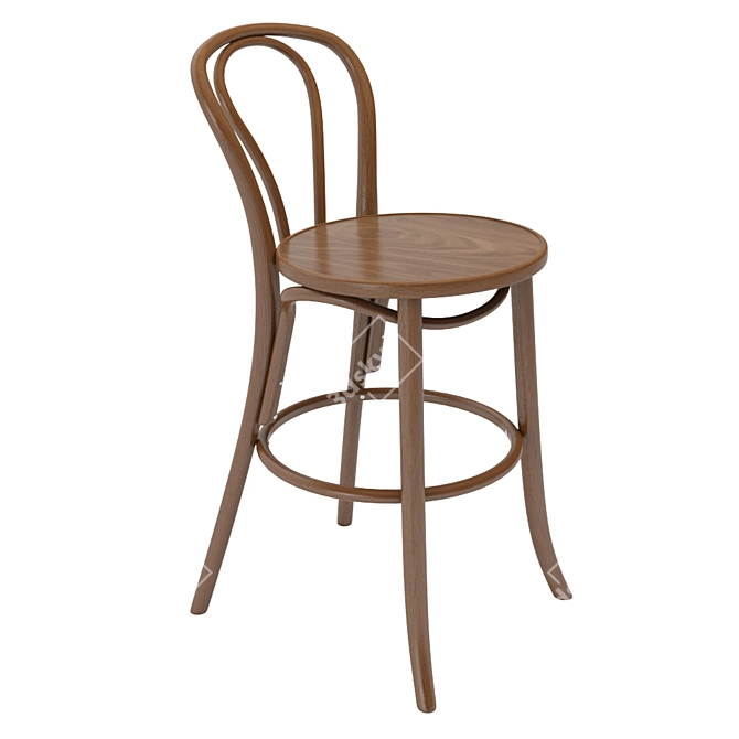 Stylish Vienna Walnut Counter Stool 3D model image 4