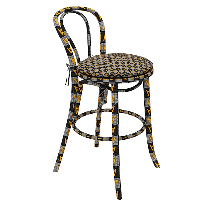 Stylish Vienna Walnut Counter Stool 3D model image 5