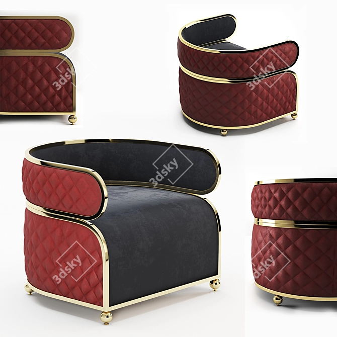 Elegant Opera Velvet Armchair 3D model image 1