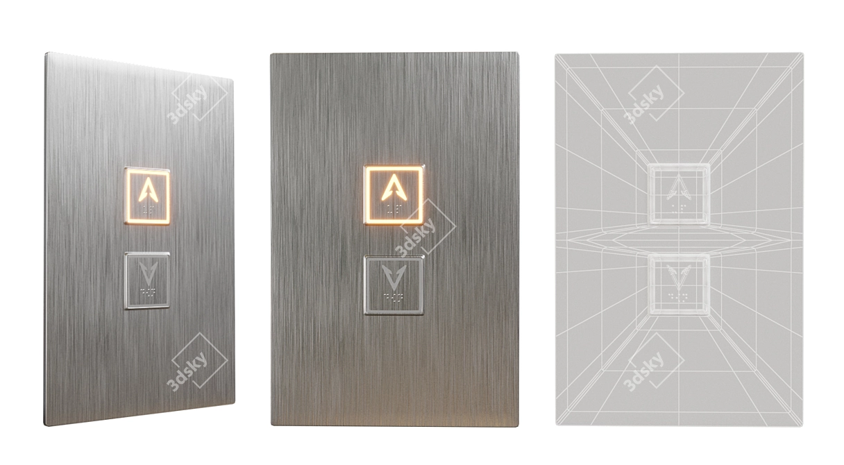 Stainless Steel Elevator Buttons 3D model image 1