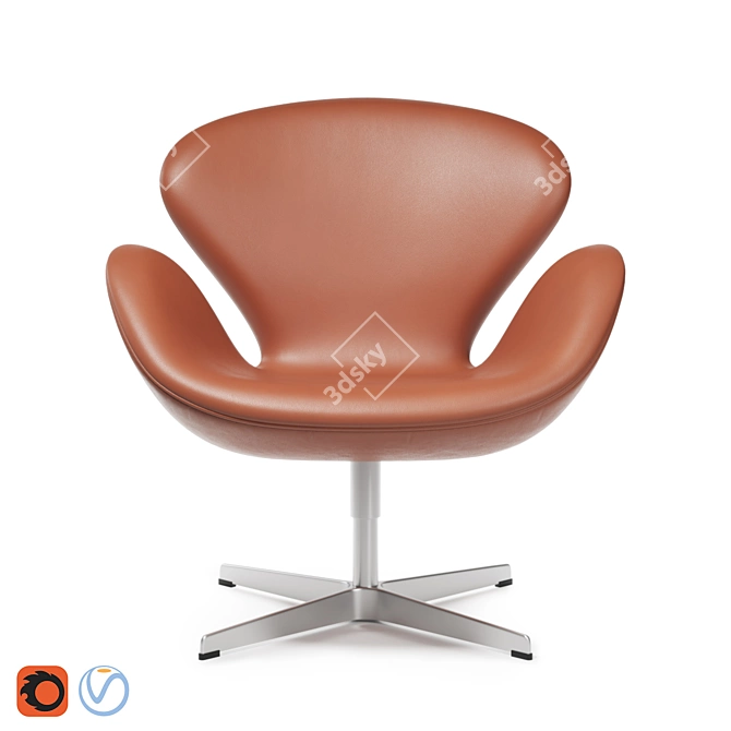 Arne Jacobsen 1958 Leather Swan Chair 3D model image 1