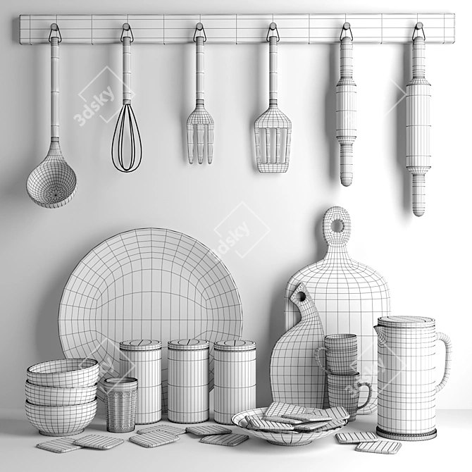 Sleek Kitchen Decor Set 3D model image 5