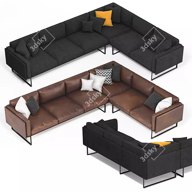 Modern Design 8 Corner Sofa 3D model image 4