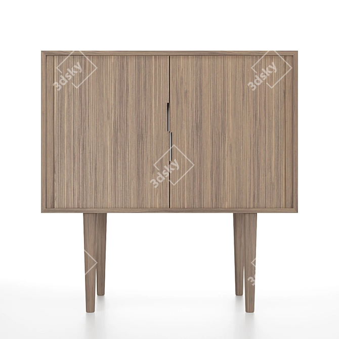 Sleek Mid-Century Credenza 3D model image 1