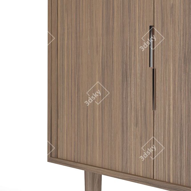 Sleek Mid-Century Credenza 3D model image 2