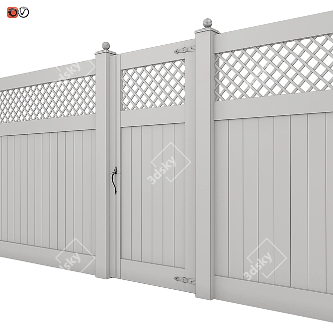 Classic White Fence 180cm 3D model image 2