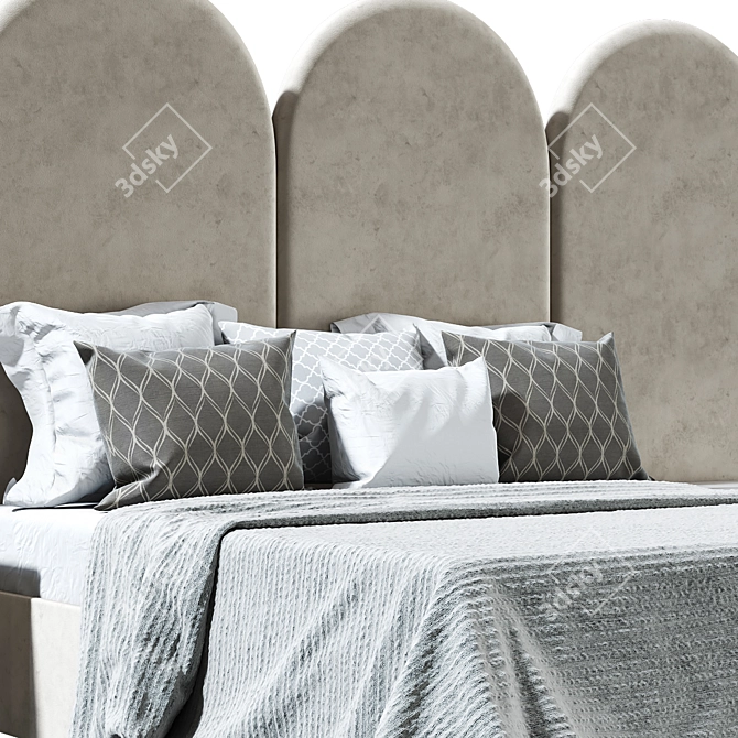 Elegant Alba Bed - Queen Size 3D model image 2