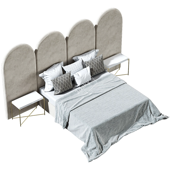 Elegant Alba Bed - Queen Size 3D model image 4
