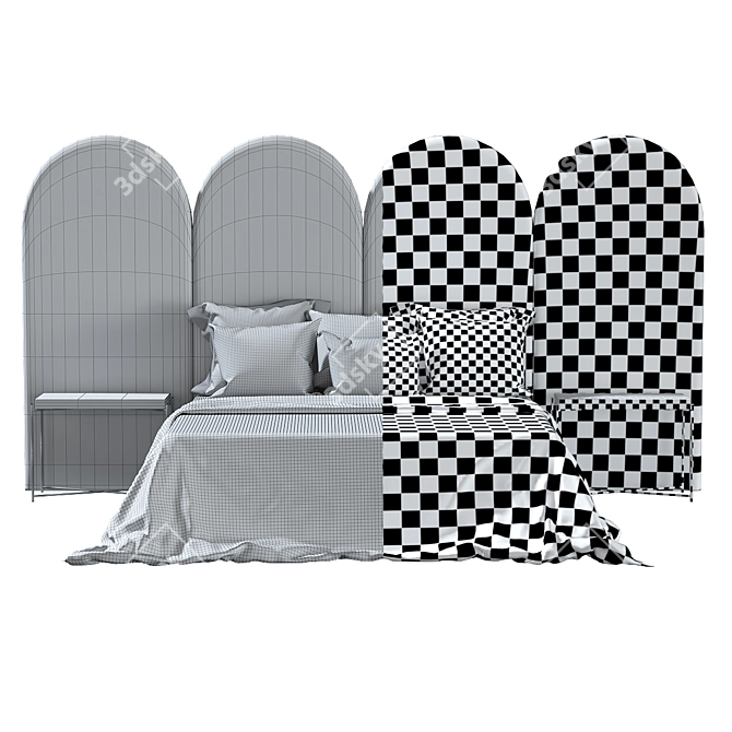 Elegant Alba Bed - Queen Size 3D model image 5