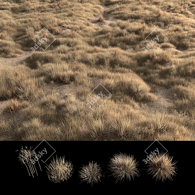  Rustic Dried Grass Bundle 3D model image 4