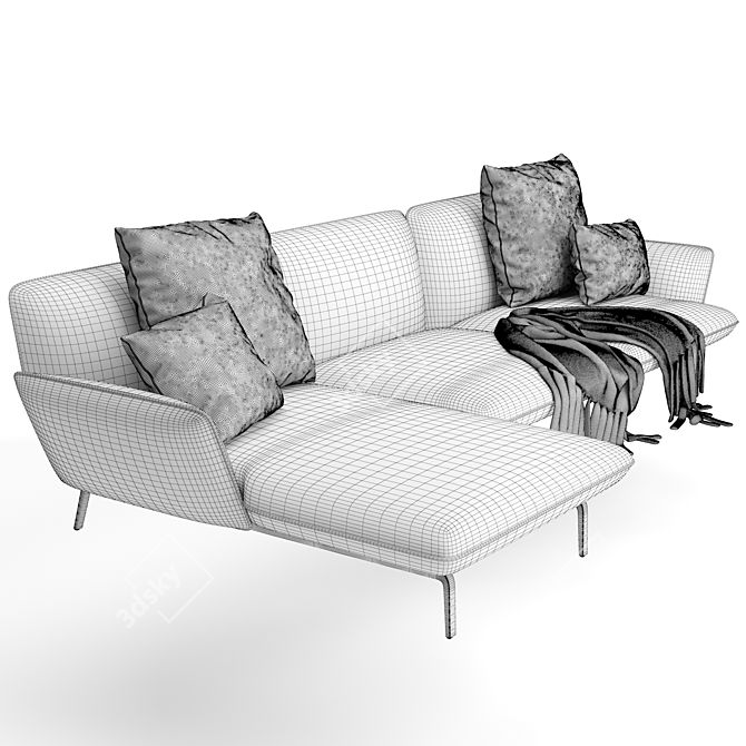 Elegant Zanotta Dove Chaise Lounge 3D model image 5