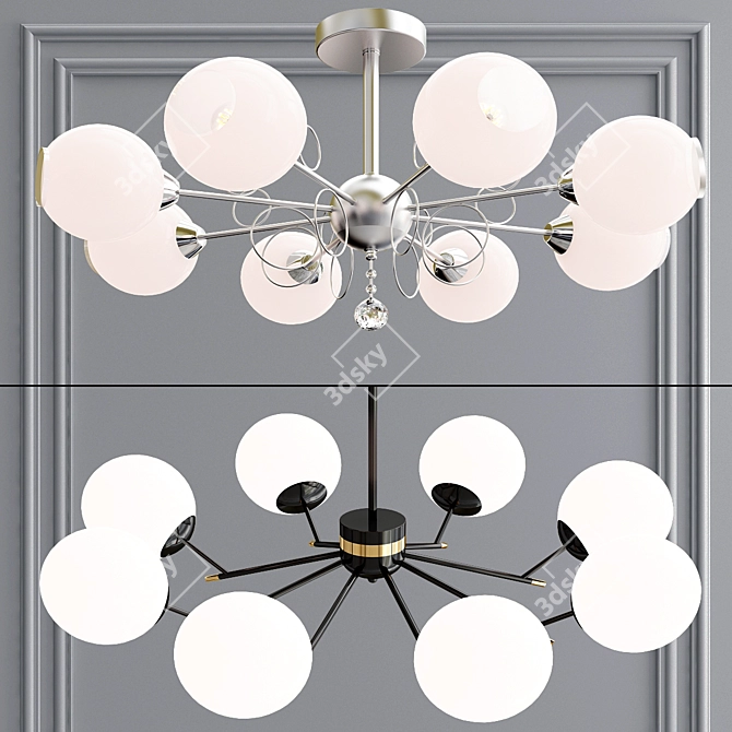 Elegant Glass Ball Chandeliers - Tondo Collection 3D model image 3