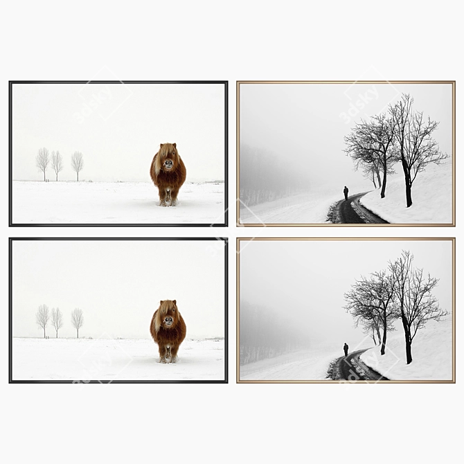 Title: Duo Artworks with Multiple Frames 3D model image 2