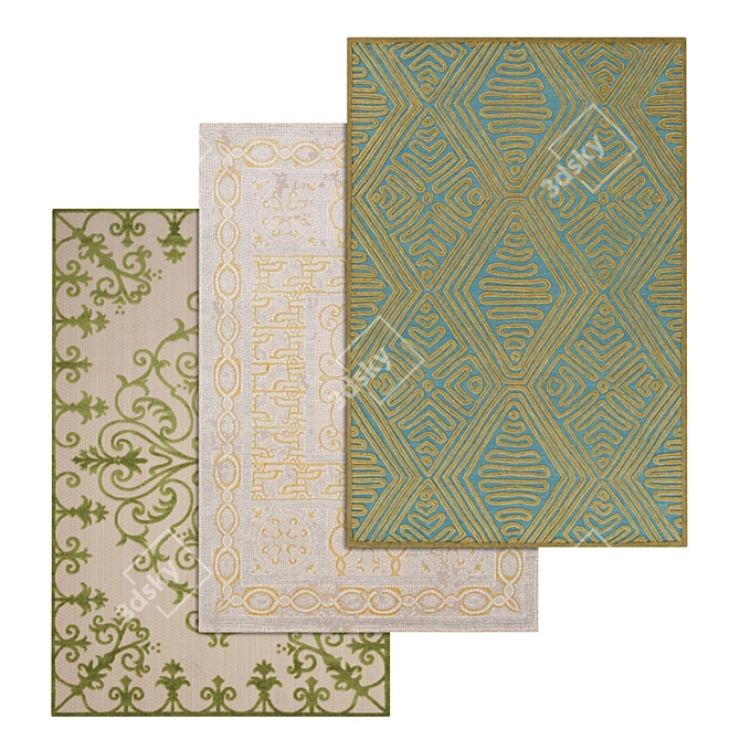 High-Quality Carpet Set - 3 Variations 3D model image 1