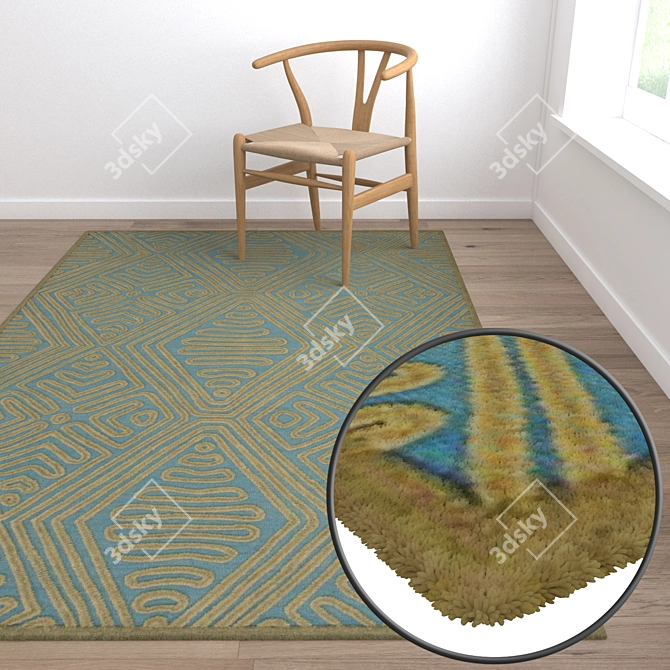 High-Quality Carpet Set - 3 Variations 3D model image 5