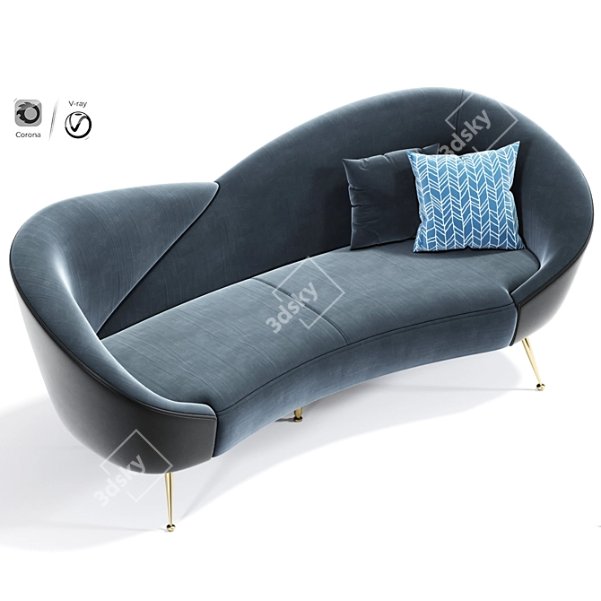 Wing Curved Sofa: Modern Elegance for Ultimate Comfort 3D model image 2