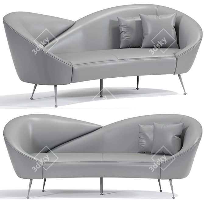 Wing Curved Sofa: Modern Elegance for Ultimate Comfort 3D model image 3