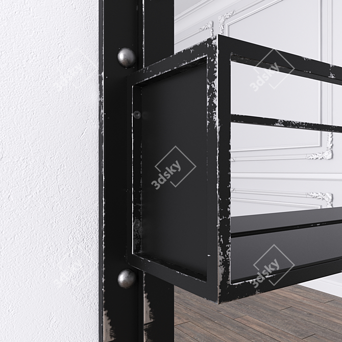 Industrial Metal Frame Loft Mirror 3D model image 3