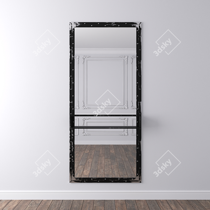 Industrial Metal Frame Loft Mirror 3D model image 5