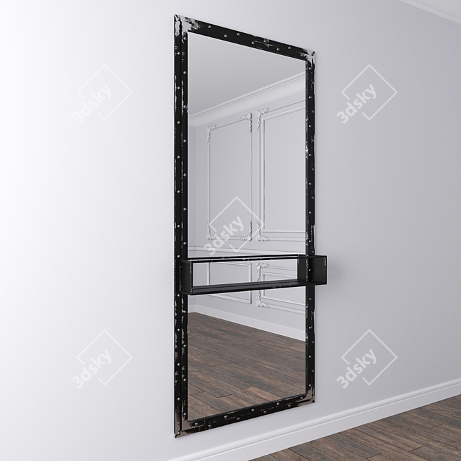 Industrial Metal Frame Loft Mirror 3D model image 6