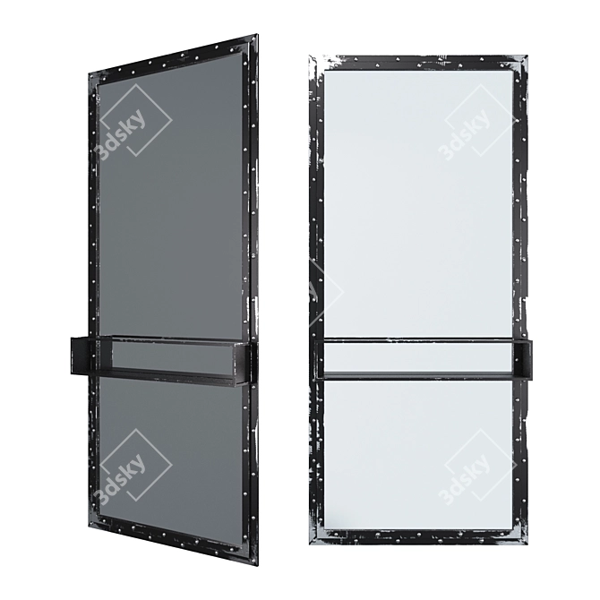 Industrial Metal Frame Loft Mirror 3D model image 9