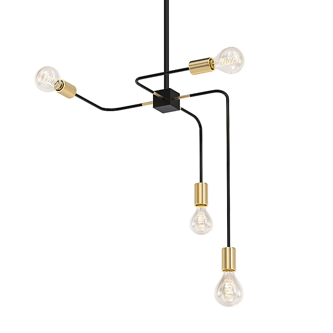 Minimalist Black and Gold Chandelier 3D model image 1