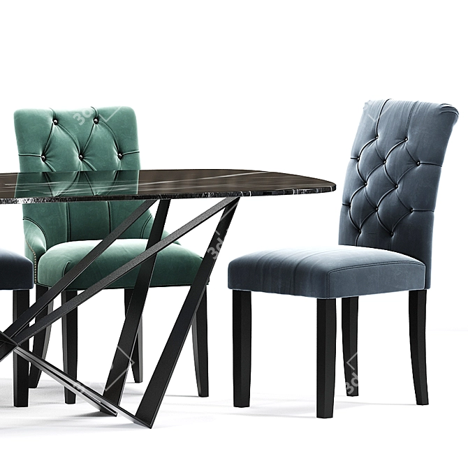 Modern Preston Dining Chair Set 3D model image 3