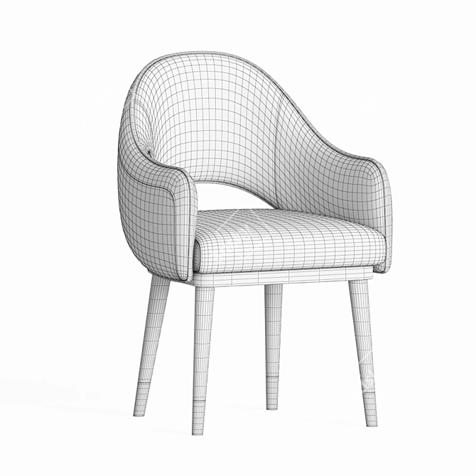 Elegant Black & White Armchair 3D model image 4