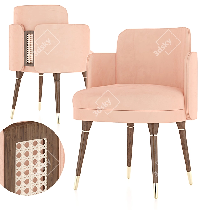 Bond Dining Chair | Elegant Design with Rattan Detail 3D model image 1