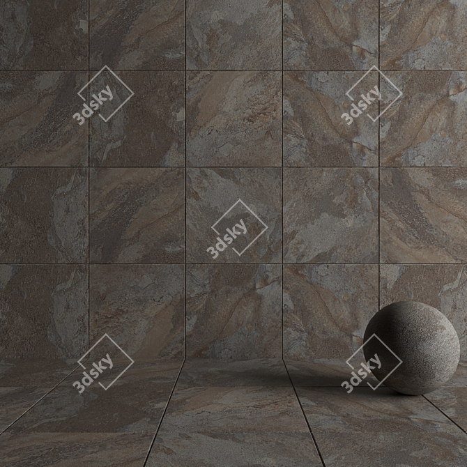 Rajasthan Black Stone Wall Tiles 3D model image 2