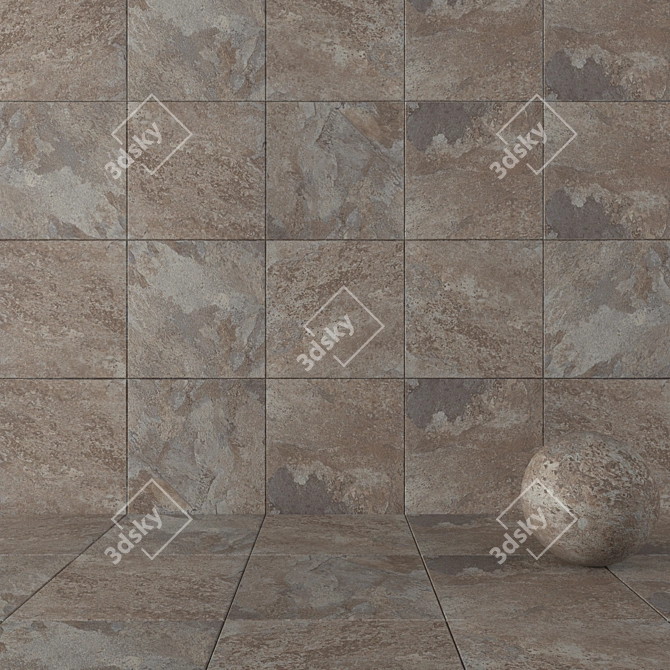 Rajasthan Black Stone Tiles: Multi-Texture Wall Set 3D model image 1