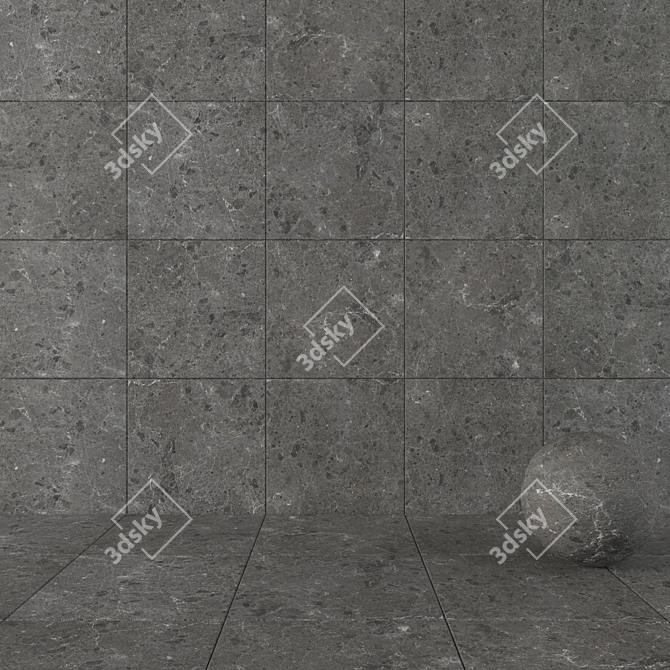 Elegance in Black: Sarita Stone Wall Tiles 3D model image 1