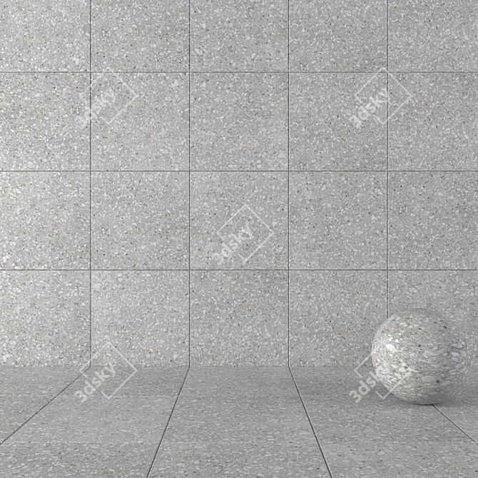 Terrazzo Gray Stone Wall Tiles: Modern Multi-Texture Design 3D model image 1