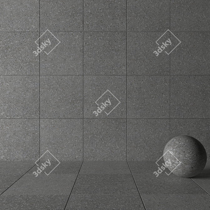 Terrazzo Gray Stone Wall Tiles: Modern Multi-Texture Design 3D model image 3